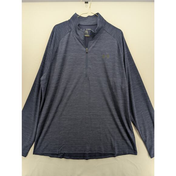 NWT Under Armour Men's UA Tech Textured ½ Zip in Midnight Navy size XL - Picture 3 of 6